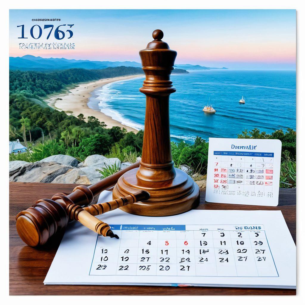 A visually appealing calendar with marked court dates, featuring iconic North Carolina landmarks like the Blue Ridge Mountains and the Outer Banks in the background. Include a gavel resting on a law book beside the calendar, symbolizing justice and legal processes. Use a color palette reflecting the state’s vibrant nature, enhancing the sense of urgency and discovery. super-realistic. vibrant colors. white background.
